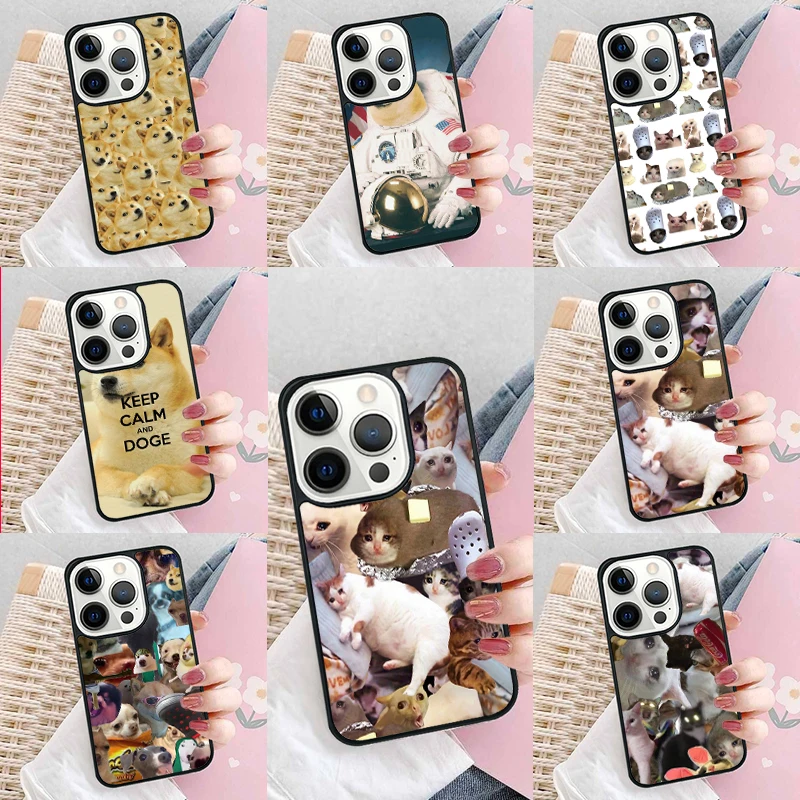 Crying Cat Memes And Dog Phone Case Cover For iPhone 16 15 14 plus XR XS 11 12 mini 13 pro max coque Shell Fundas