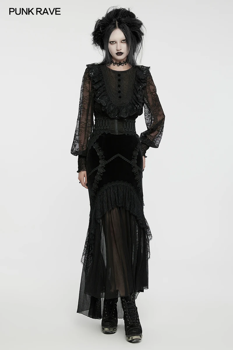 فاسق الهذيان المرأة القوطية الجلد المدبوغ وشبكة الدانتيل جوفاء مشد الكلاسيكية جو المسامير قابل للتعديل الرباط الإناث الملحقات