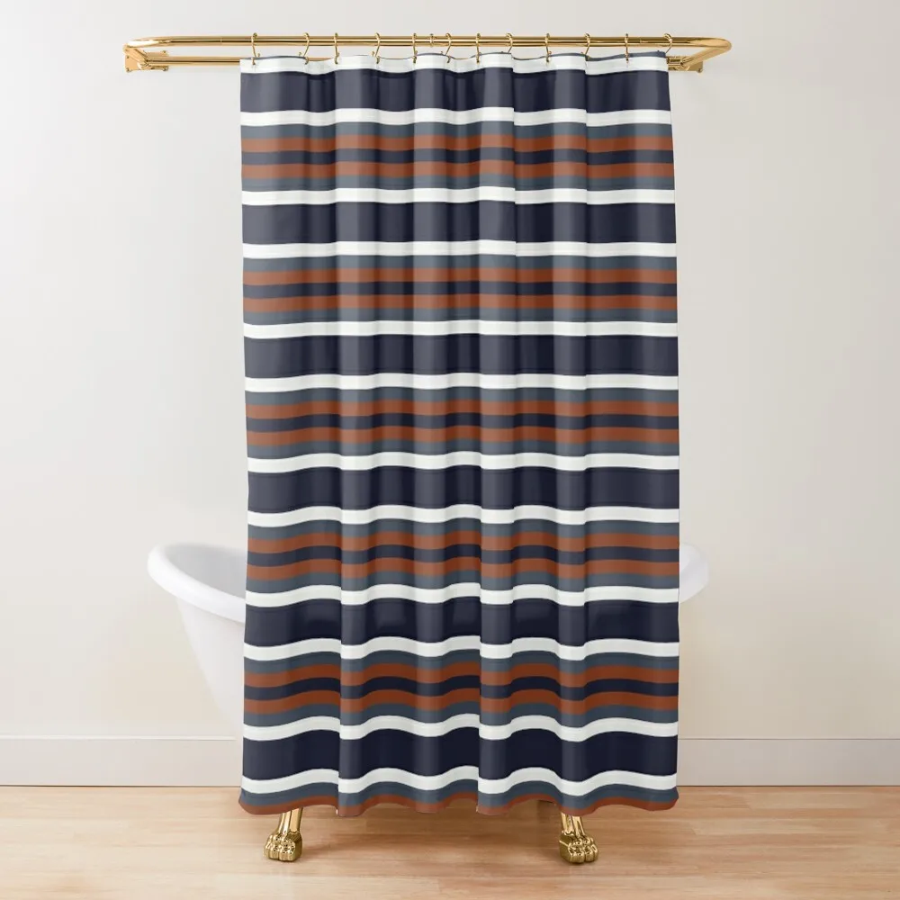 

Navy and Rust Stripes II Shower Curtain Shower For Bathroom Waterproof Fabric Shower Curtain