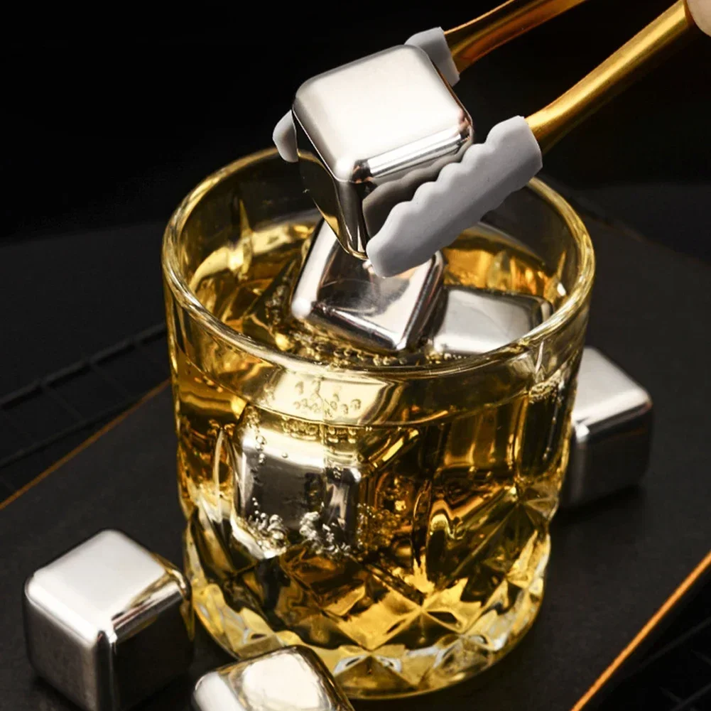 304 Stainless Steel Ice Cubes Set Reusable Chilling Stones 2.7x2.7x2.7cm Silver/Gold/Colourful Fit Vodka Whiskey Wine Cooling