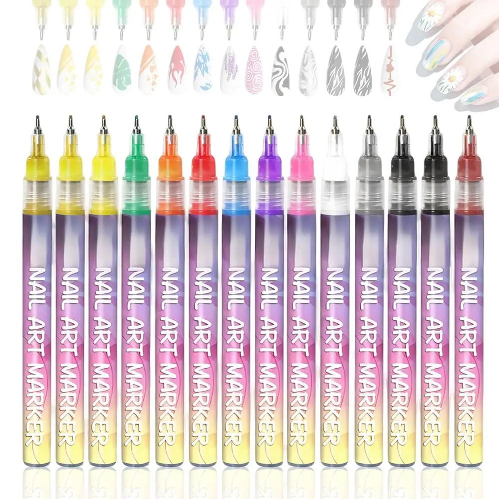 

12 Colors 2026 New Nail Art Marker Set - 3D Graffiti, Dotting & Liner Pens for DIY Nail Painting | Salon & Home Use