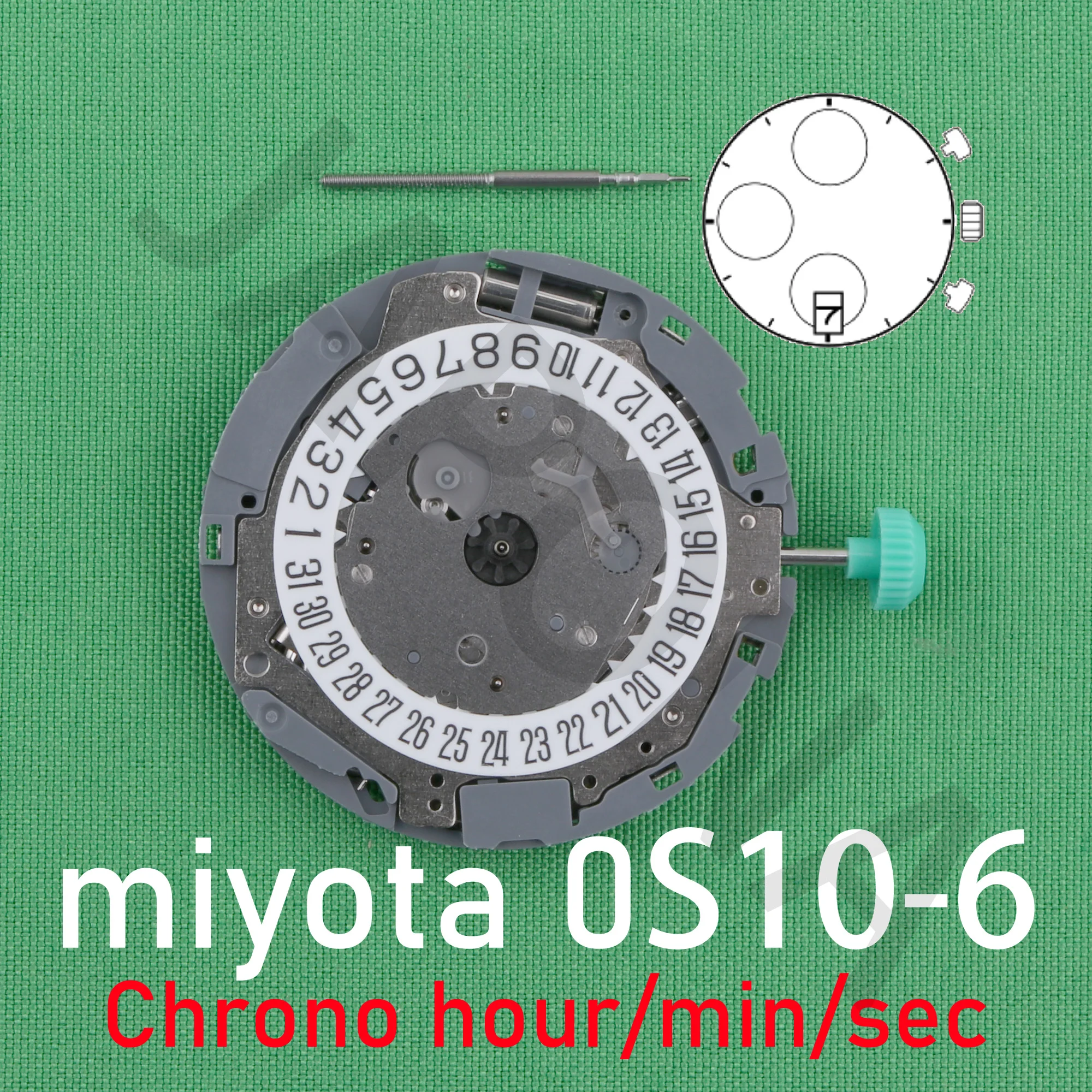 

Механизм 0s10 miyota 0S10-6, механизм хронографа 6/9/12, японский movenment может включать функцию тахометра. Miyota OS10