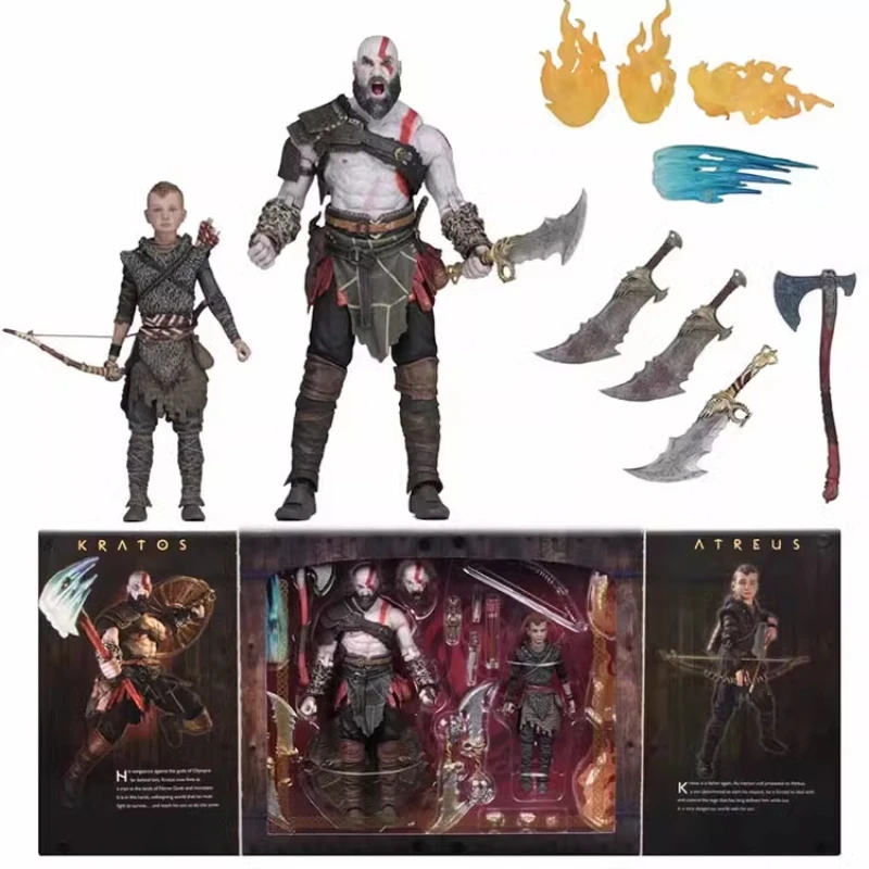 

NECA God of War Action Figure Kratos Atreus Spirit of Sparta with Axe Sword and Shield Bow and Arrow Action Figure Toys