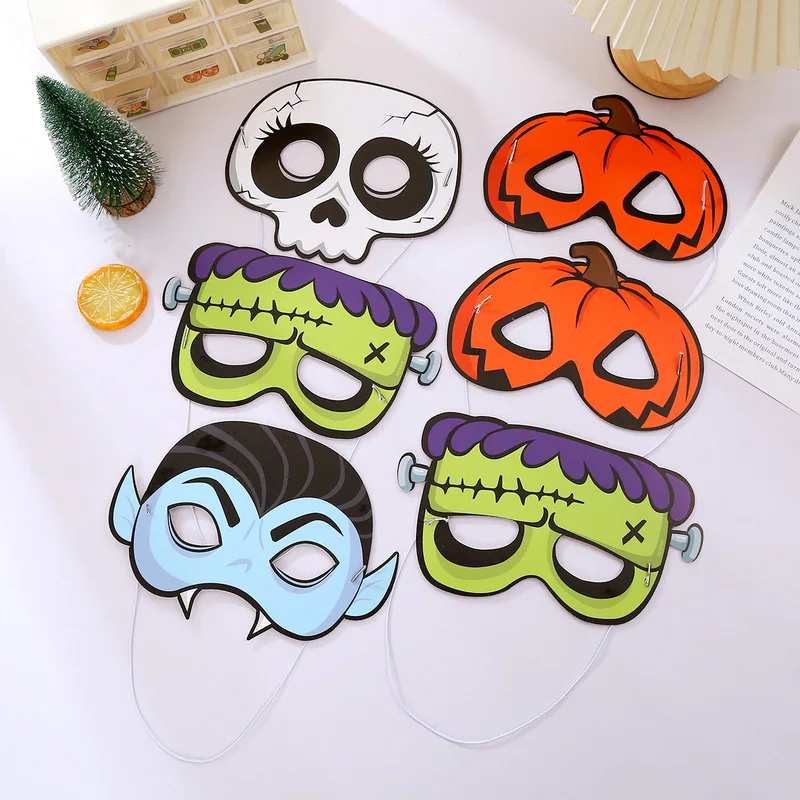 New Halloween Exclusive Paper Mask Halloween Horror Theme Makeup Ball Cosplay Party Hulk Skull Mask Eyemask Pumpkin Head