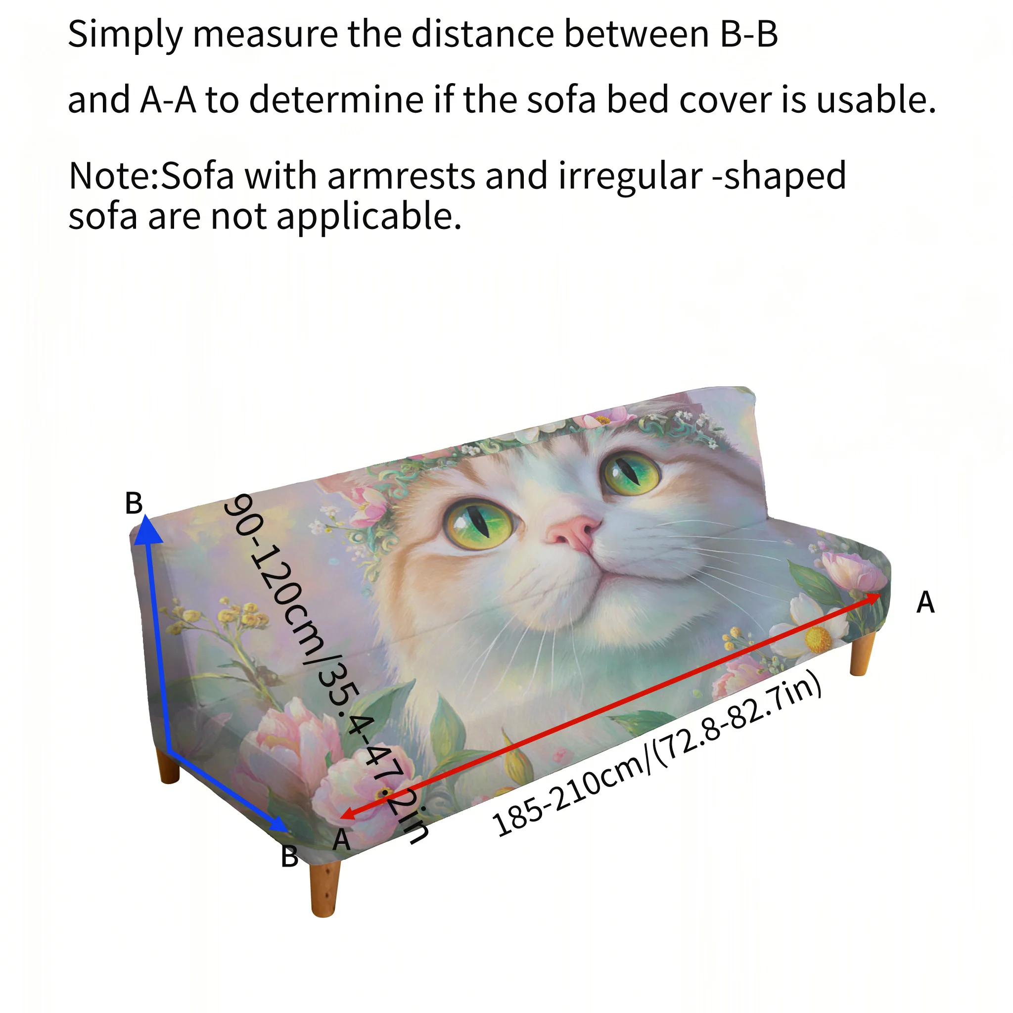Garland cat print sofa bed cover, living room sofa bed cover, dustproof machine washable sofa bed cover