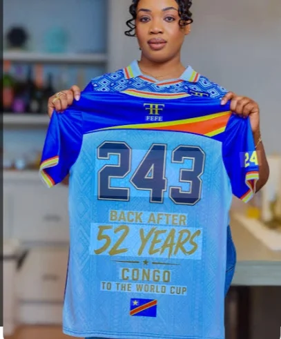T-shirt de supporter de football Congo à manches courtes, respirant, séchage rapide, style streetwear décontracté, chemise de football tendance pour hommes, nouveauté 2026