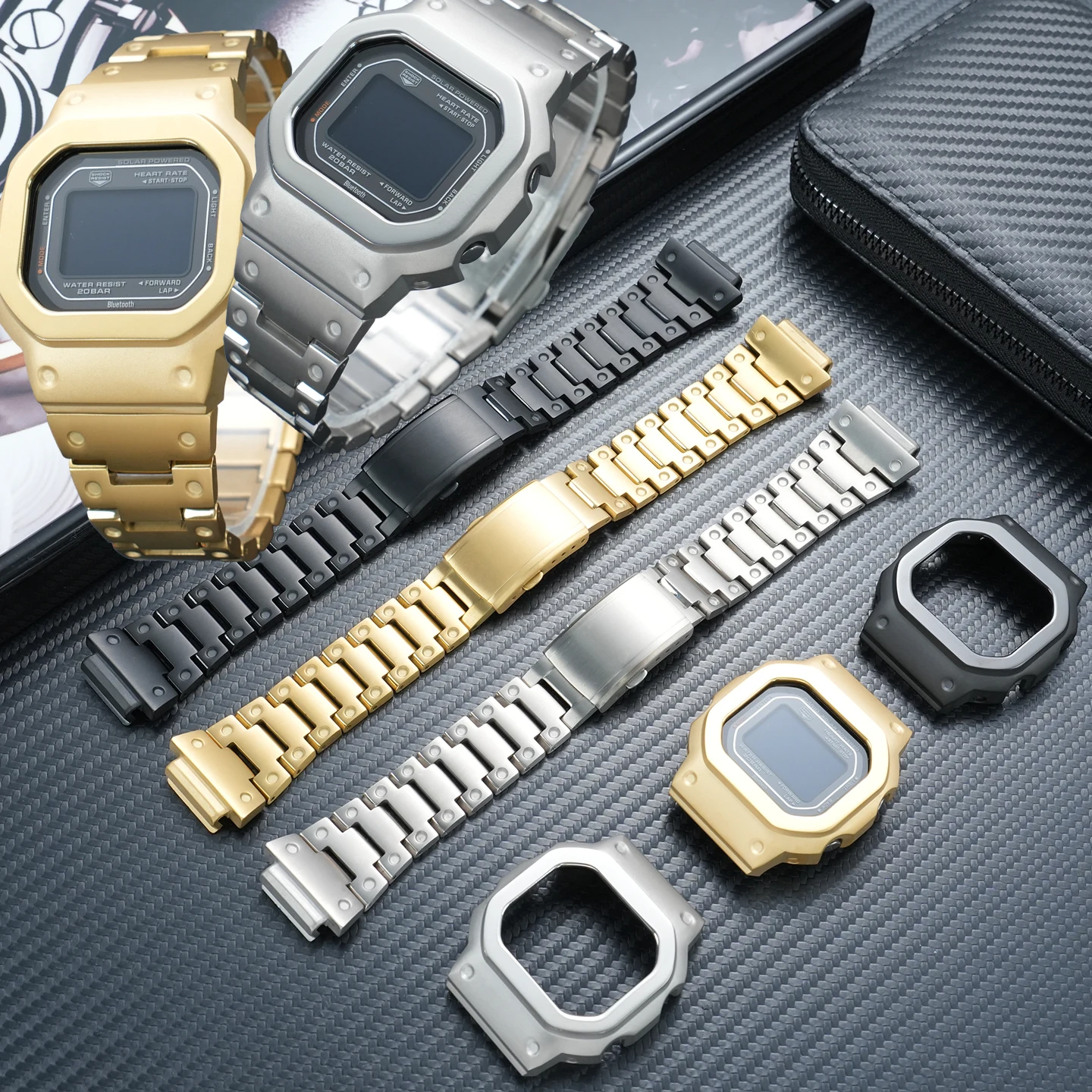 Upgrade case Ultralight Titanium DWH5600 men Watch Watchband For Casio DWH5600 dw h5600 Strap Metal Mod Kit DIY Replace bezel