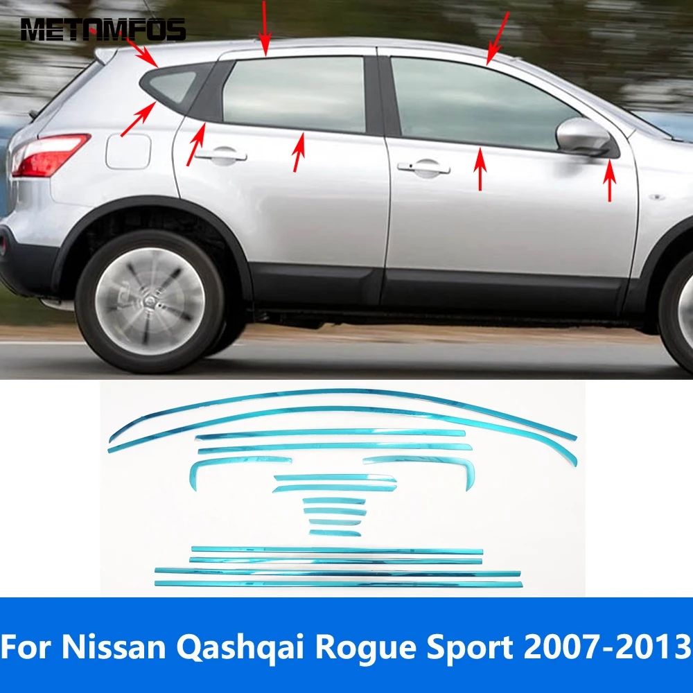 

Автомобильные аксессуары для Nissan Qashqai Rogue Sport 2007-2011 2012 2013 Наружная верхняя + нижняя оконная рамка порог крышка молдинговая отделка