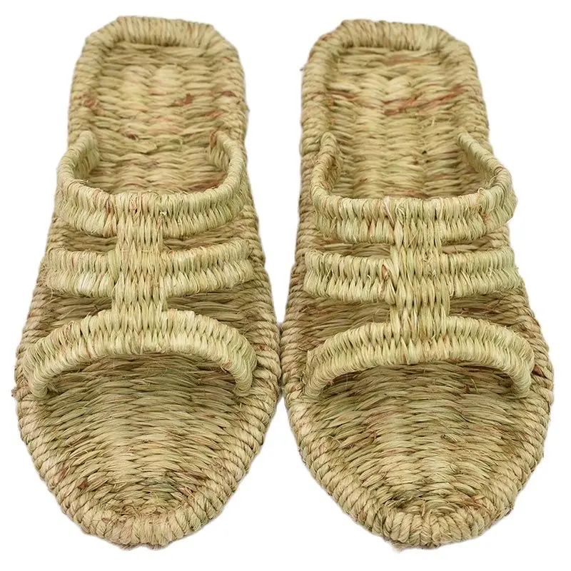 Sandales d\'été en paille faites à la main pour hommes et femmes, pantoufles de couple chinoises, à la mode, pour loisirs, personnalité, costume