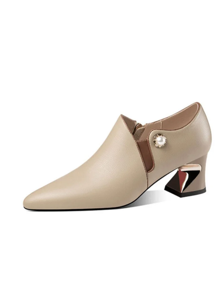 Botas Femininas-Bottes de rinçage à talons hauts beiges pour femmes, chaussures de soirée confortables pour dames, chaussures classiques et sexy, mignon et doux, printemps et automne, B65