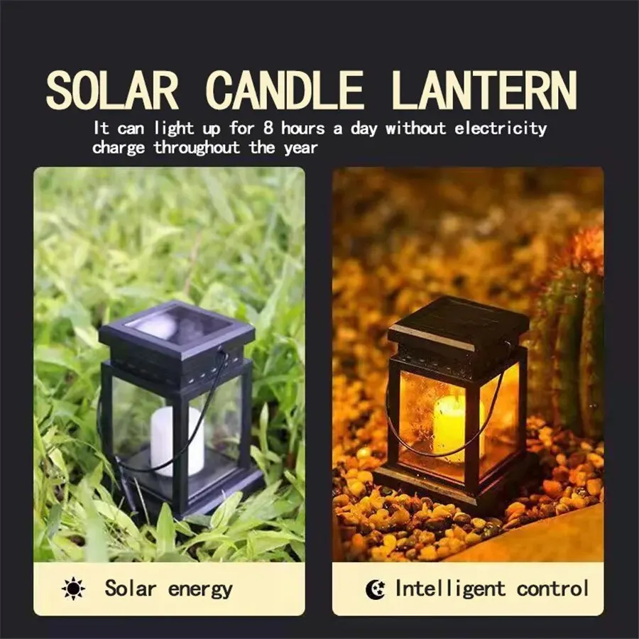 Solar Palace Lantern Outdoor Solar Lights Lawn Landscape Hanging Atmosphere Candle Lamp Floor Yard Garden Decor