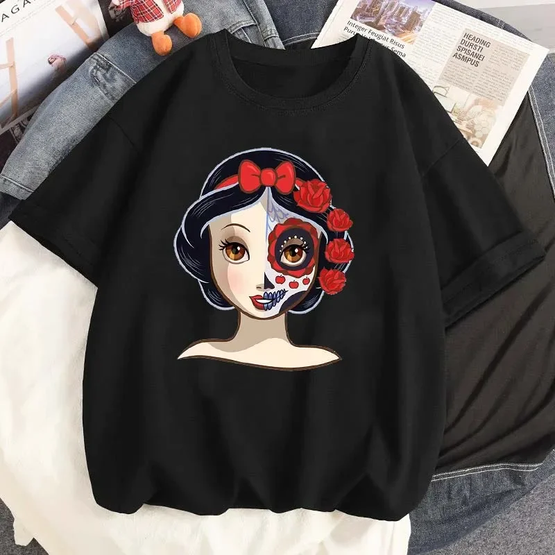 Cool Disney Princess Fusible Graphic TShirt ผู้หญิงสบายๆ Streetwear แขนสั้น T เสื้อการ์ตูน Harajuku ความงาม Tees Tops