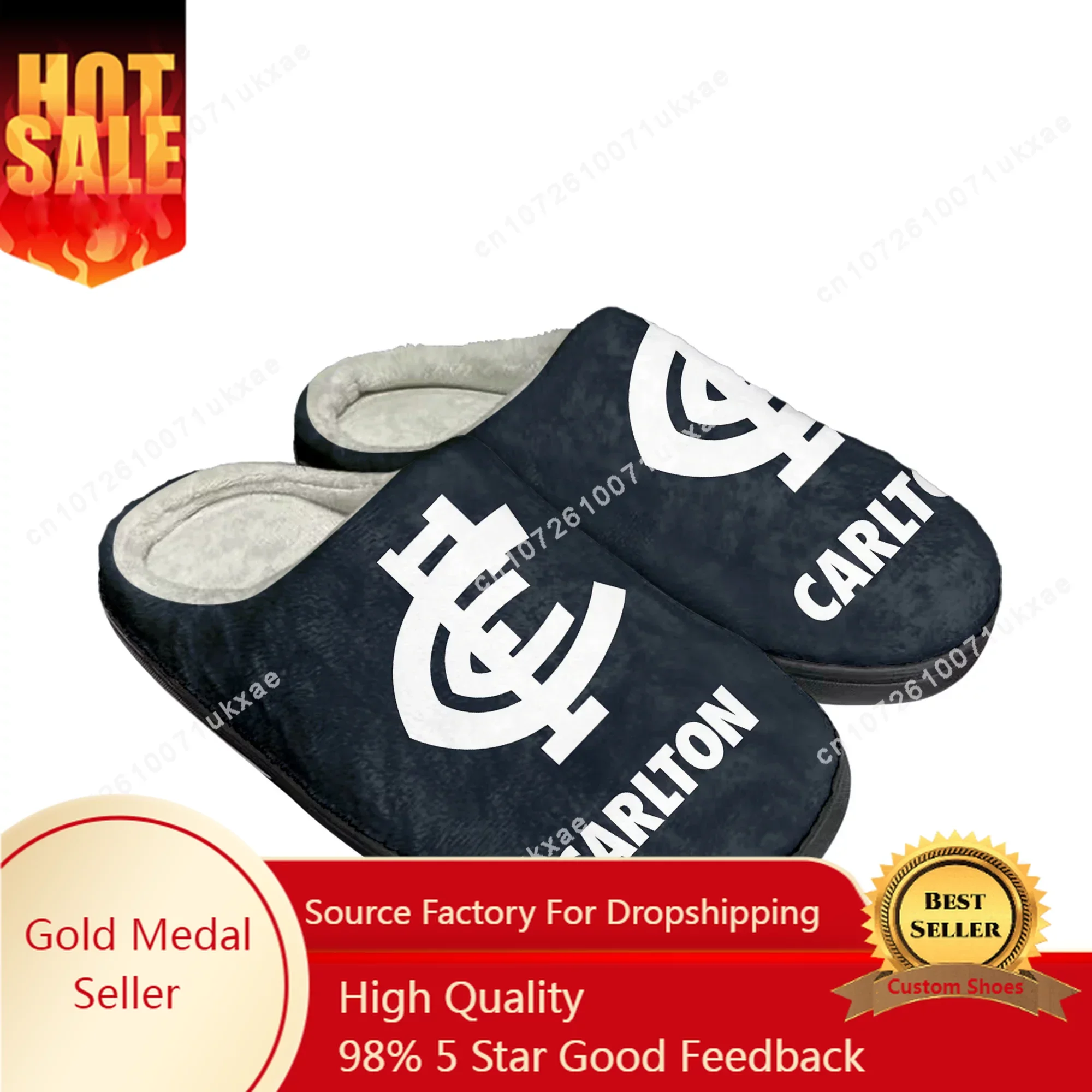 Carlton Blues Australian Football Home Cotton Slippers Mens Womens Plush Bedroom Keep Warm Shoes Thermal Slipper Custom Shoe