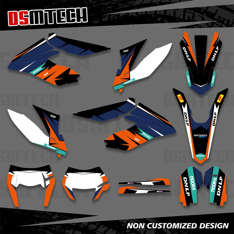 

DSMTECH Full Graphics Decals Stickers Kits Custom Number Name Glossy Film Waterproof for KTM Freeride 250 350 2012-2020 001