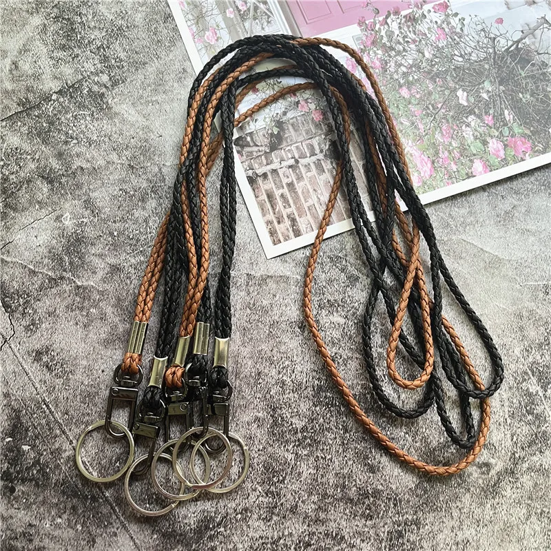 10Pcs Lanyards Neck Straps Braid Rope Hang Mobile Phone Lanyard Metal Key Ring Landyard Luxury Accessories Batch Keychain Strap