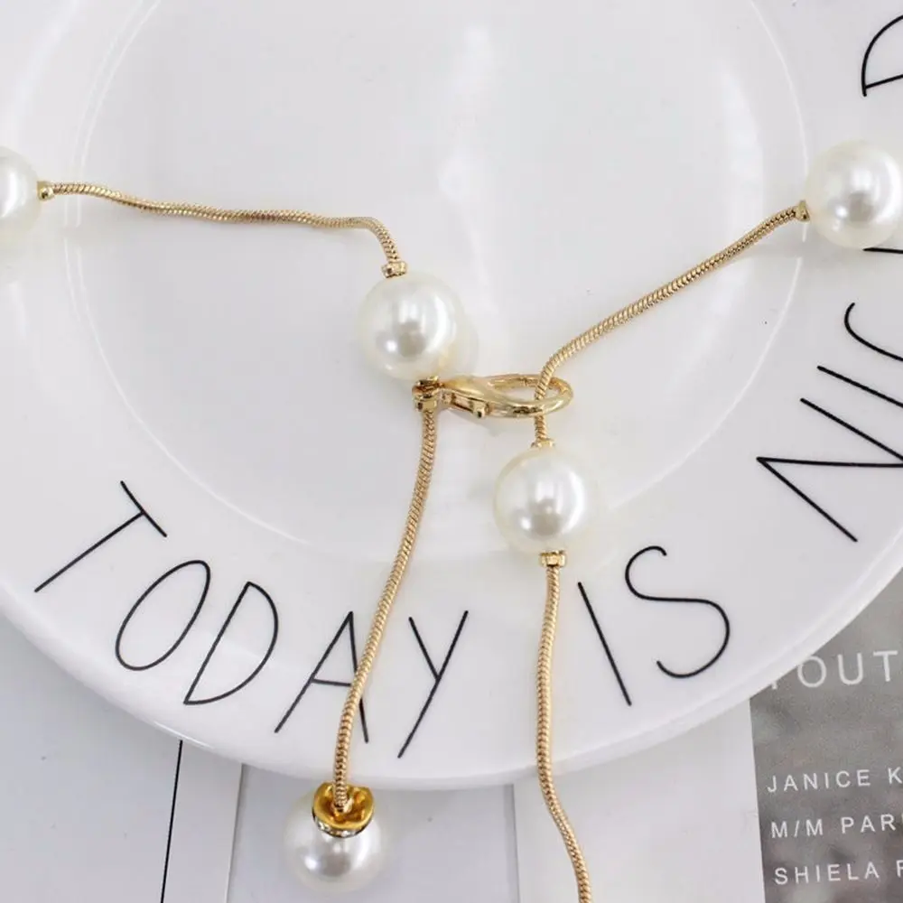 Vestido Cadena de cintura Mujer Elegante Cinturón de perlas Vestido de perlas ajustable Falda con cintura delgada Cadena de cintura de perlas