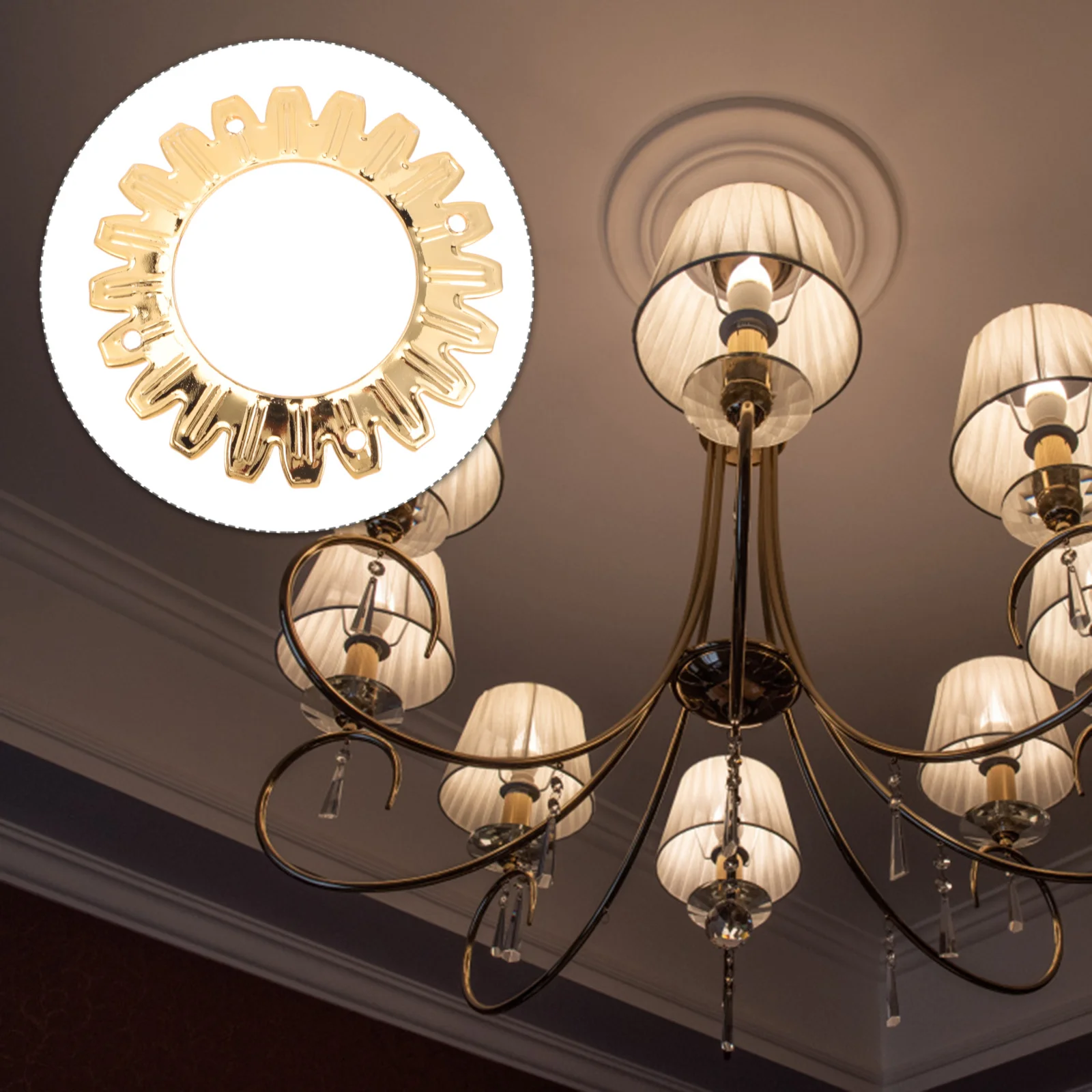 

10Pcs Flower Design Lamp Plate Cover Iron Ring Lighting Top Decoration Durable for Indoor Lighting Corridor Restaurant Bar Cafe