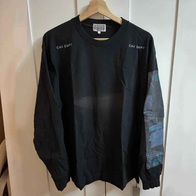 Men Women Hiphop Street CAVEMPT Tshirts Patchwork Abstract Oil Painting Long Sleeve Pullover Casual Loose CE Cotton Tops