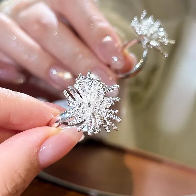 Romantische zilveren kleur vuurwerk ringen voor vrouwen mode-accessoires personalisatie charme sieraden verstelbare ringen huwelijkscadeau
