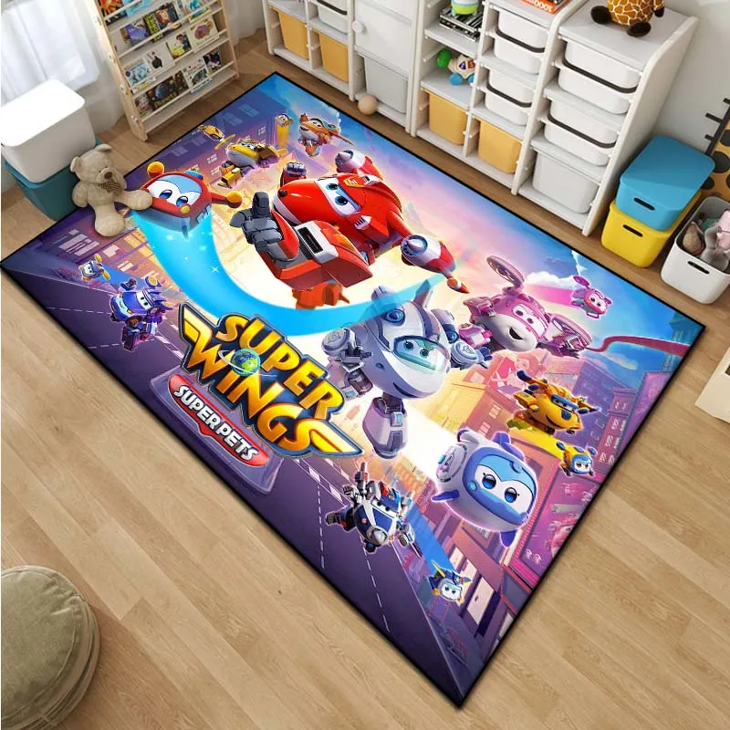 Cartoon Super Flying W-Wing Pattern Living Room Bedroom Carpet Kid's Room Bathroom Floor Mat 15 Sizes Area Rug Baby Play Mats