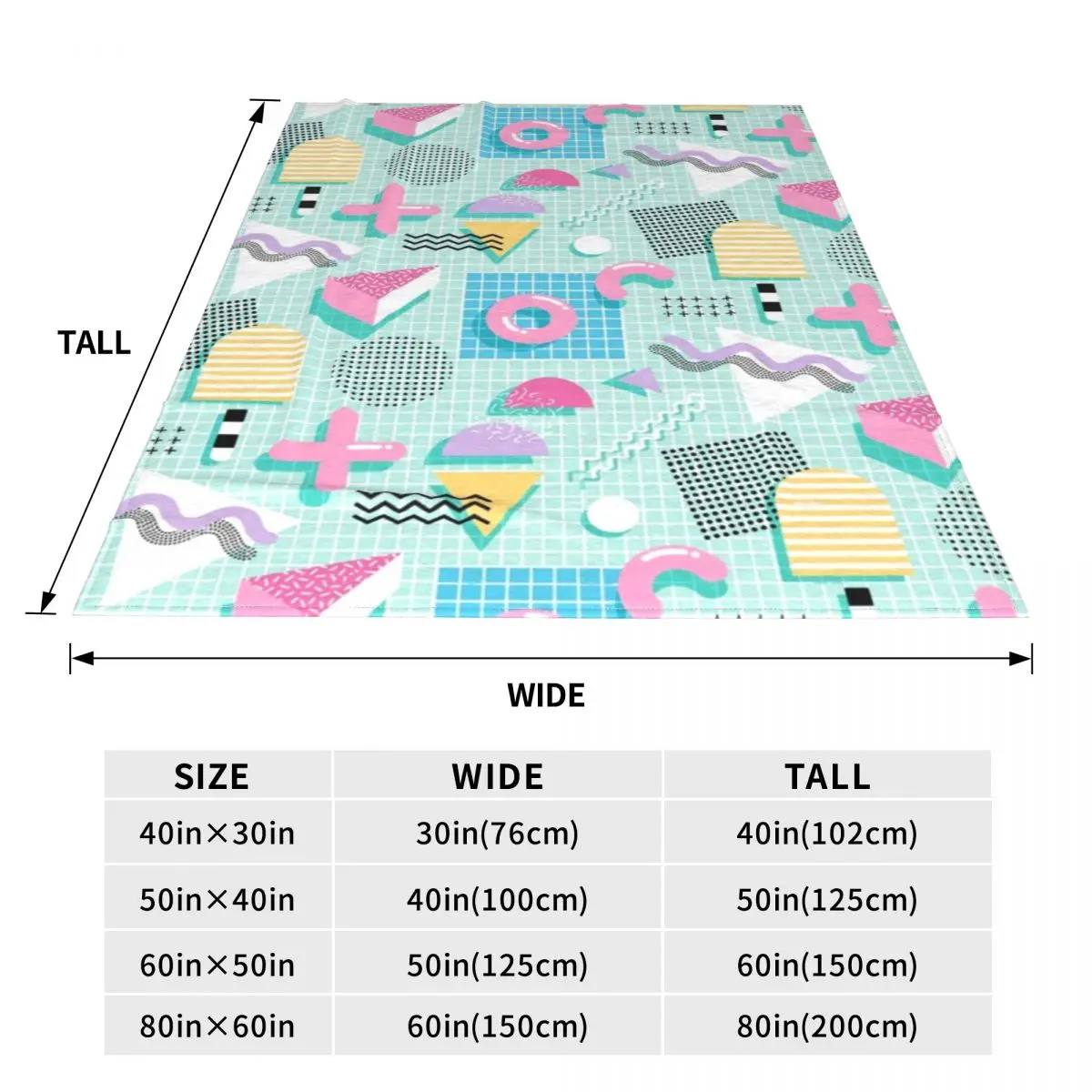 Memphis Super Warm Blanket Sweet Candies Dessert Camping Throw Blanket Winter Graphic Design Flannel Bedspread Sofa Bed Cover