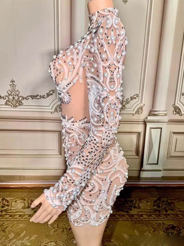 Wysokiej jakości koralik do paznokci z kryształkami seksowna elastyczna sukienka 2025 nowych moda niestandardowa odzież damska