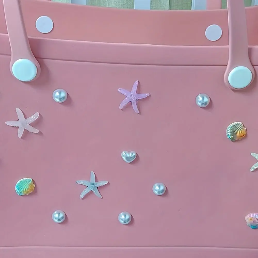 Charms for Bogg Bag Accessories Starfish Shell Flowers Shape Beach Totes Bags Decoration for Rubber Beach Bag with Holes