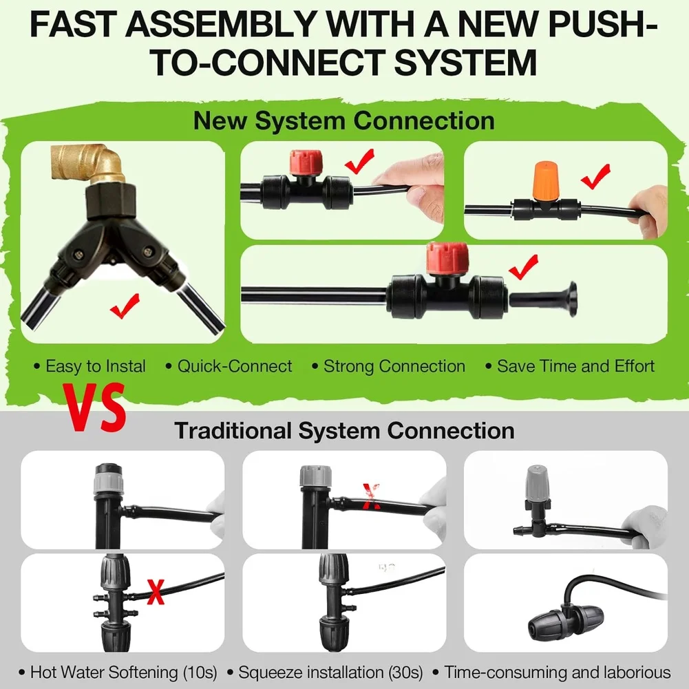 Automatic Drip Irrigation Kit With Rain Delay Timer Hose Adjustable Sprinklers For Lawn Flower Vegetable Water Saving System