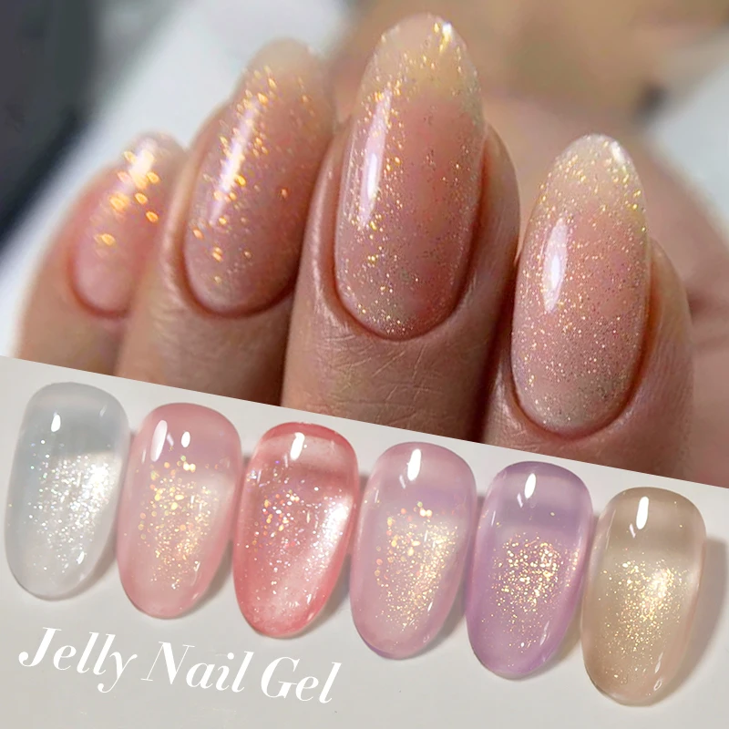 UR SUGAR-esmalte de uñas en Gel de gelatina con purpurina, 15ml, Color translúcido, manicura semipermanente, suministros de Gel UV LED