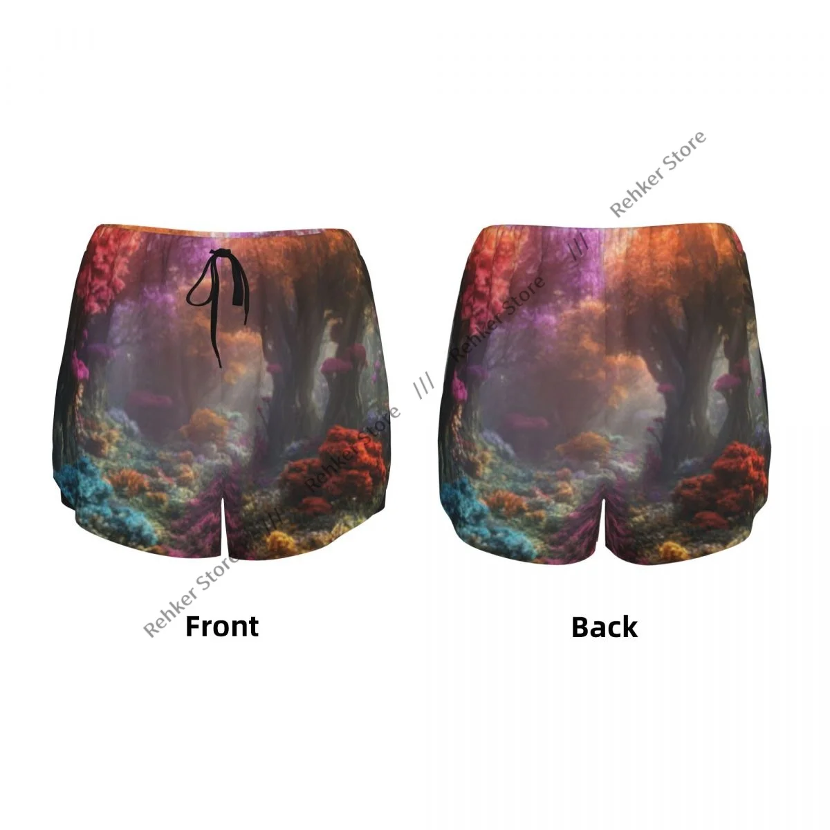 Women Yoga Shorts Lush Path Winds Through Magical Forest Lightweight Athletic Quick Dry Breathable Outdoor Running Shorts