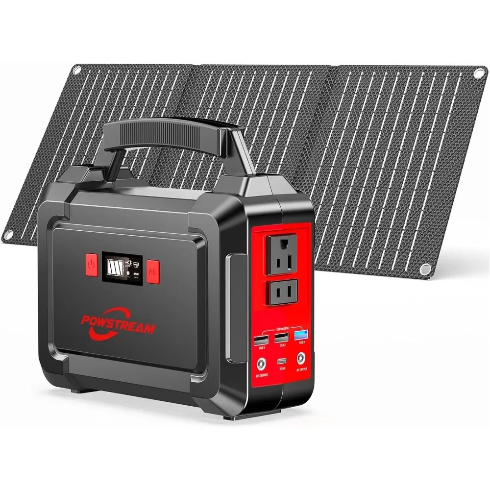 

Solar Generator 167Wh Portable Power Station with 30W Solar Panel Included 100W Backup Power Bank with AC Outlets, Generator