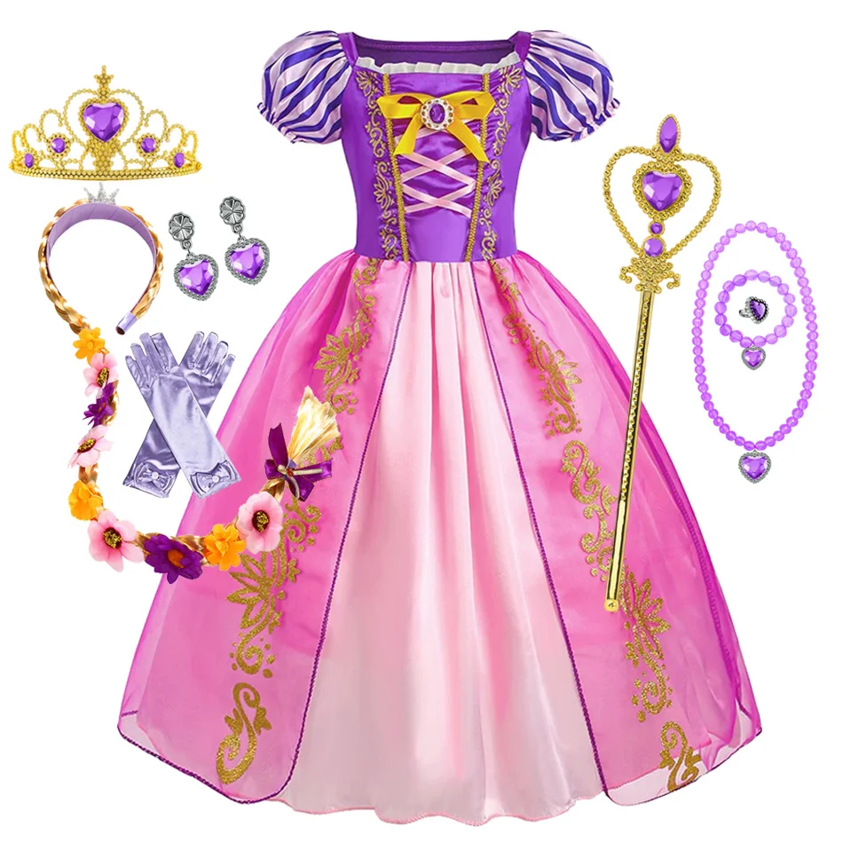 Mädchen Rapunzel Prinzessinnenkleid Halloween Cosplay Geburtstagsparty Kostüm Kleidung Kinder Outfit Kleid
