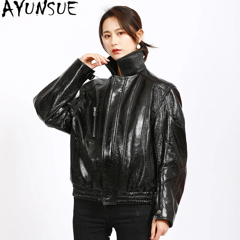 AYUNSUE véritable peau De mouton veste en cuir véritable pour femme 2025 Streetwear femmes vestes coupe ample automne vêtements Jaqueta De Couro