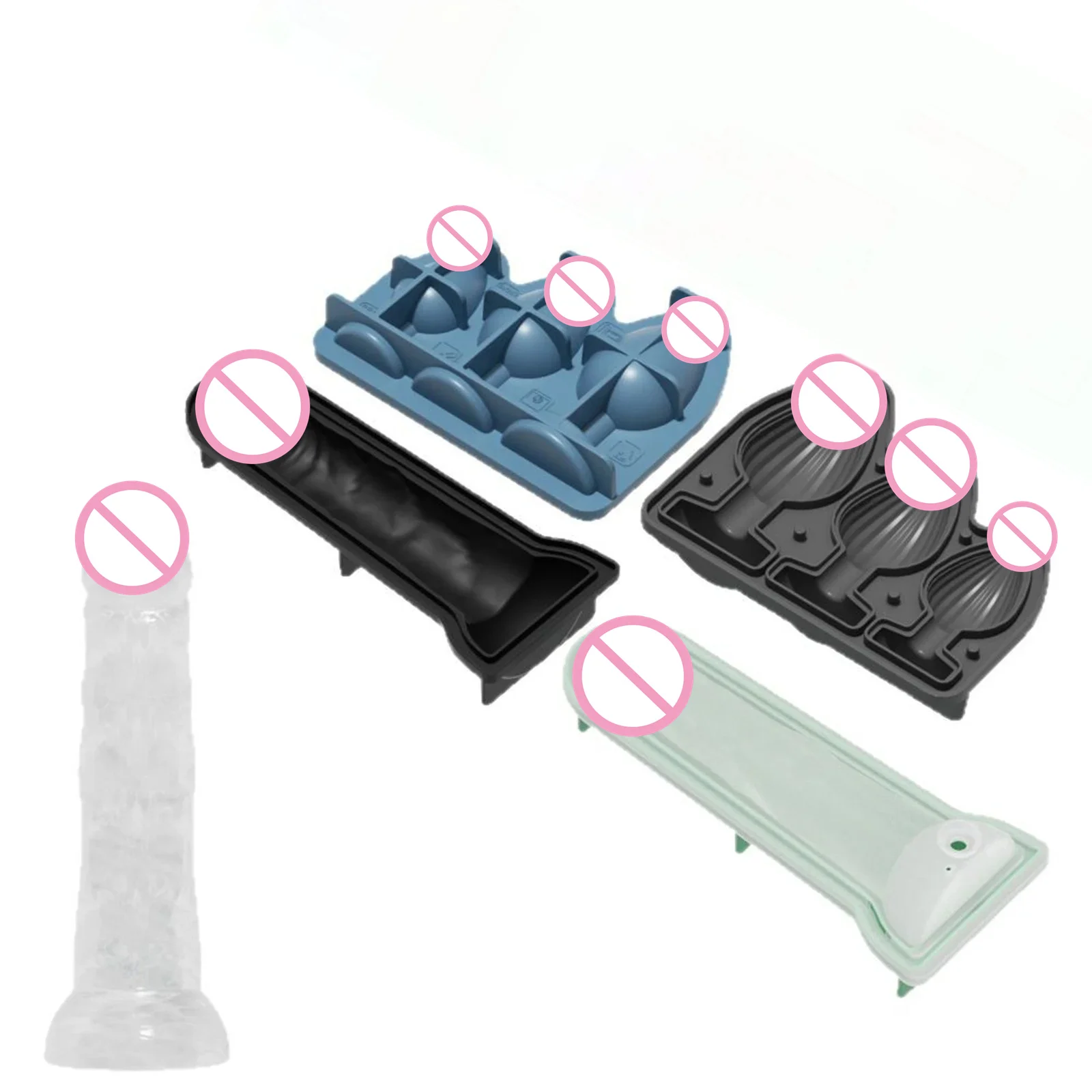 1Pc Silicone Prank Butt Plug Shaped Ice Cubes Mould Popsicle For Chocolate Ice Chilling Whiskey Cocktails Fun Shape Ice Makers