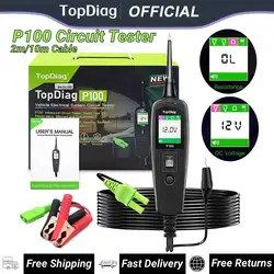 2024 Topdiag P100 probador de circuito eléctrico de coche Kit de circuito de sonda de escaneo de energía automotriz herramienta de diagnóstico de probador de batería de 12V 24V