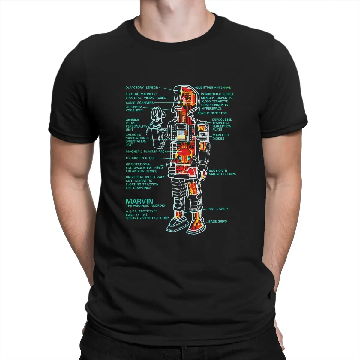 Marvin The Paranoid Android Cross Section Unique TShirt The Hitchhikers Guide To The Galaxy Film Leisure T Shirt For Adult