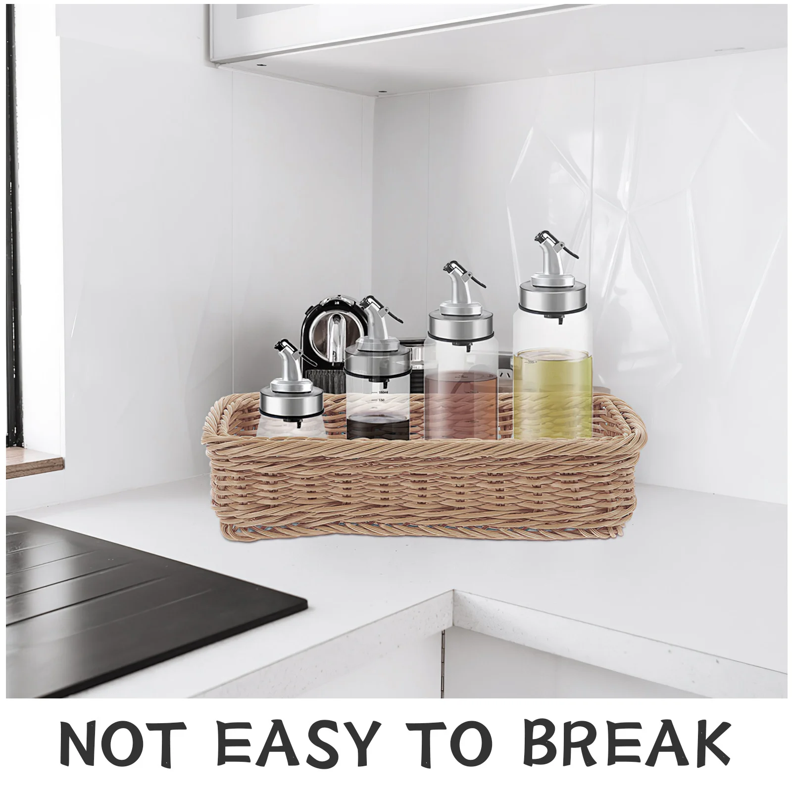 2 قطعة سلة تخزين بلاستيكية منسوجة منظم لأدوات المائدة برطمان توابل سطح المكتب سلة المطبخ المنزلية صندوق منسوج