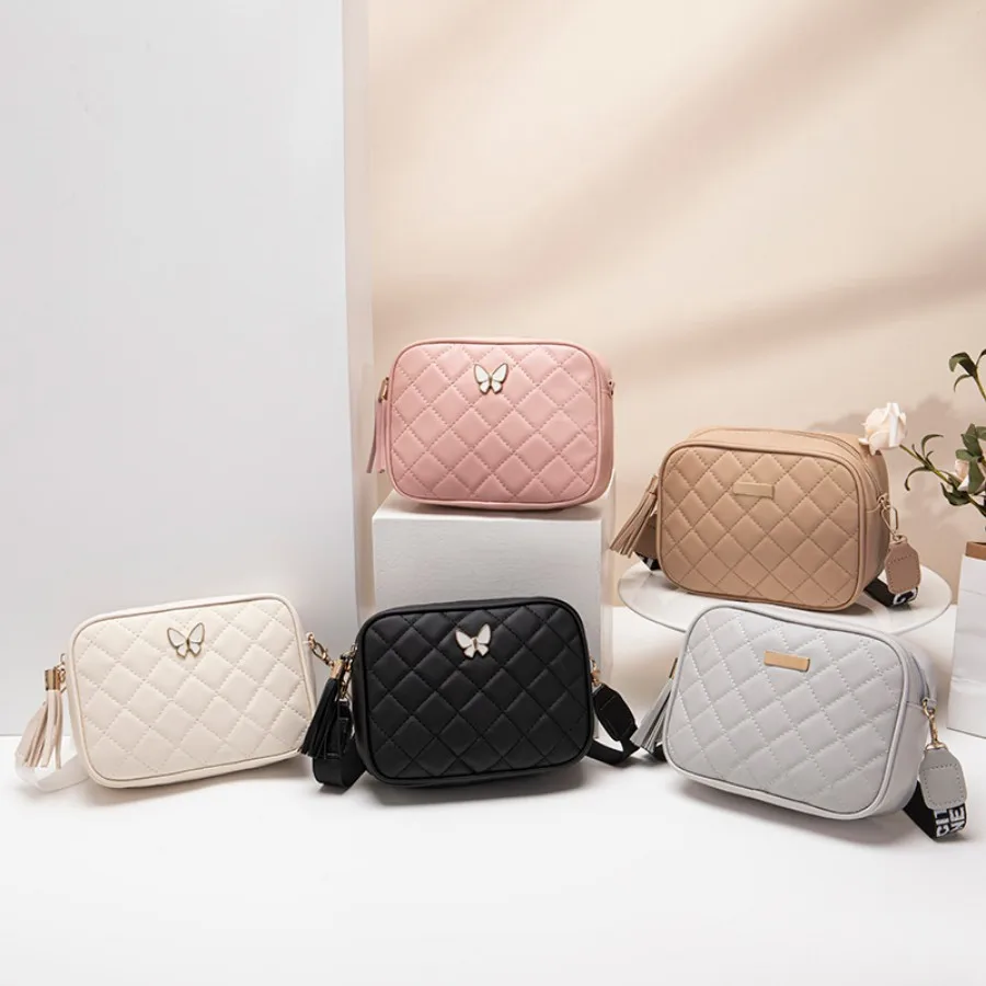 

Lingge chain camera bag, ladies bag, fashionable small bag, leisurely and simple embroidered phone bag