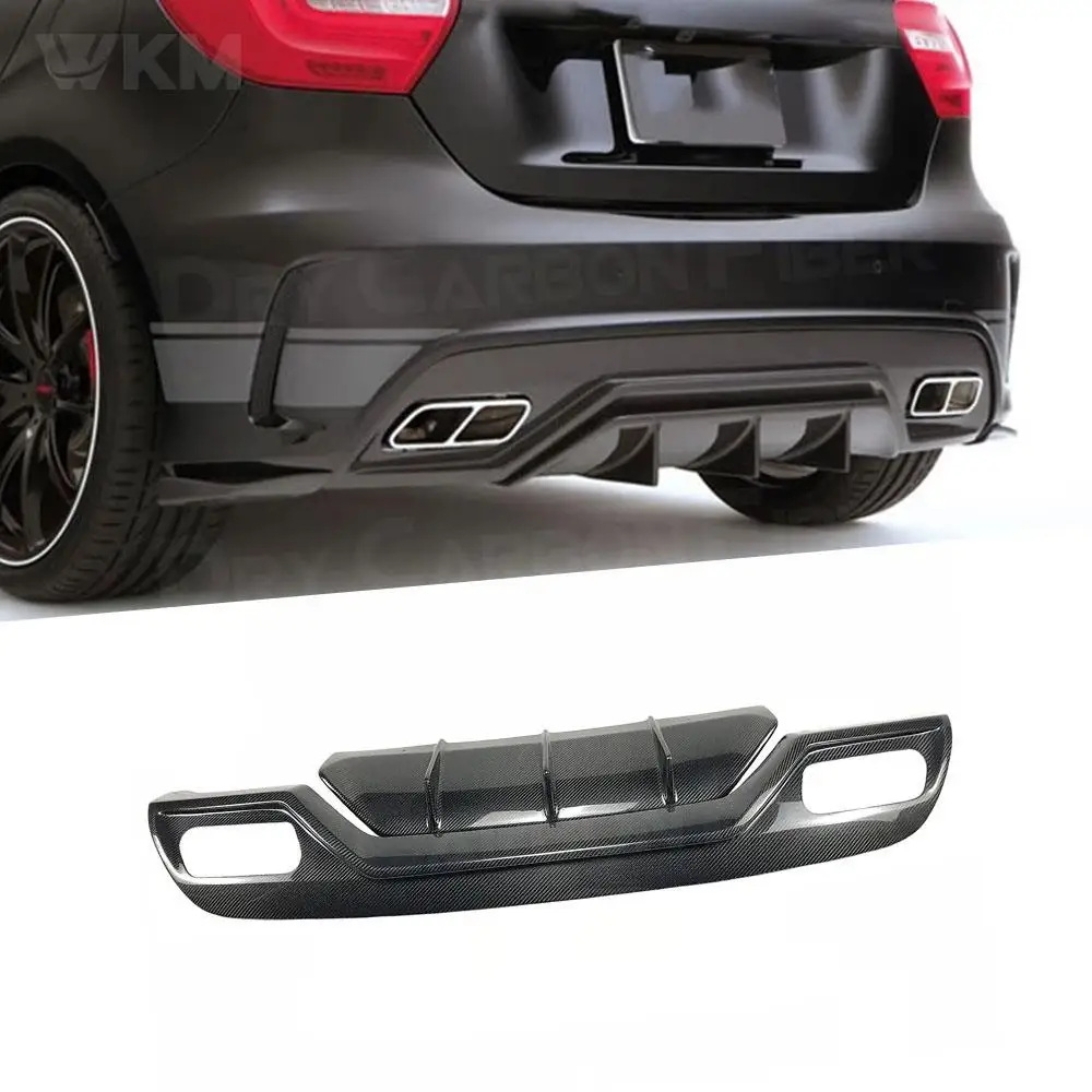 Carbon Fiber Back Bumper Guard Rear Bumper Lip Body Kit Spoiler for Mercedes Benz A Class W176 A250 A45 AMG 2013-2015 V Style