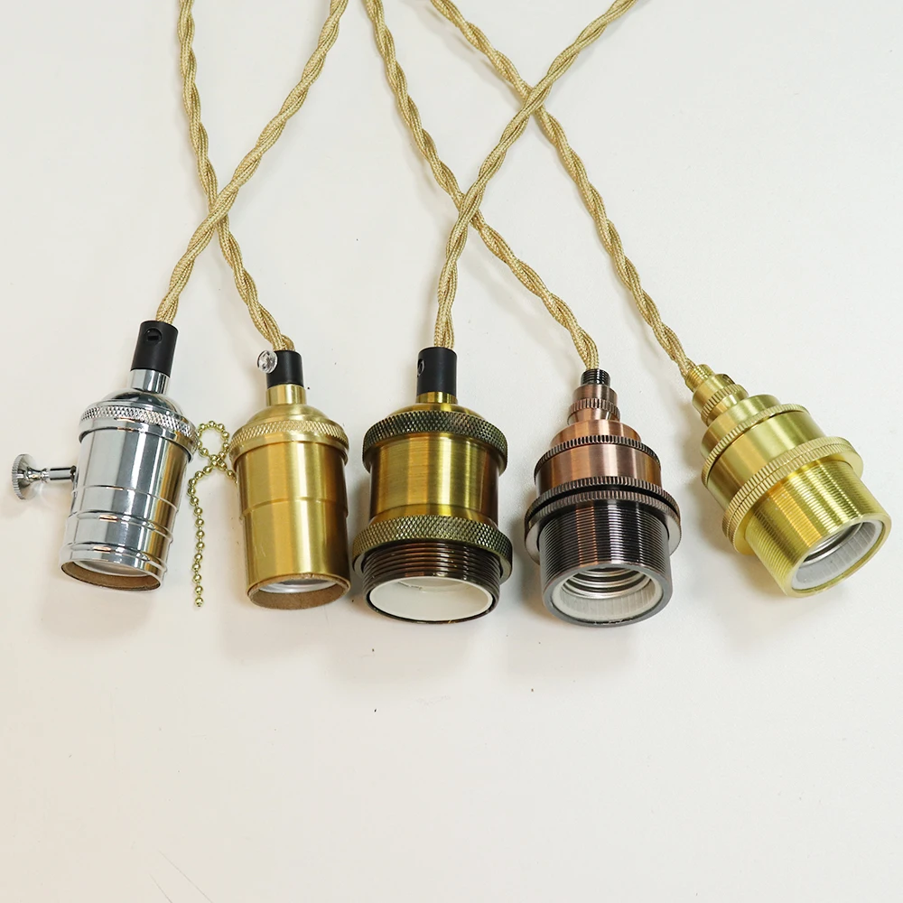 Vintage Edison E27 Base Retro Pendant Light Aluminum Shell Screw Bulb for Home Corridor Studio Office Bedroom Hanging Lamps