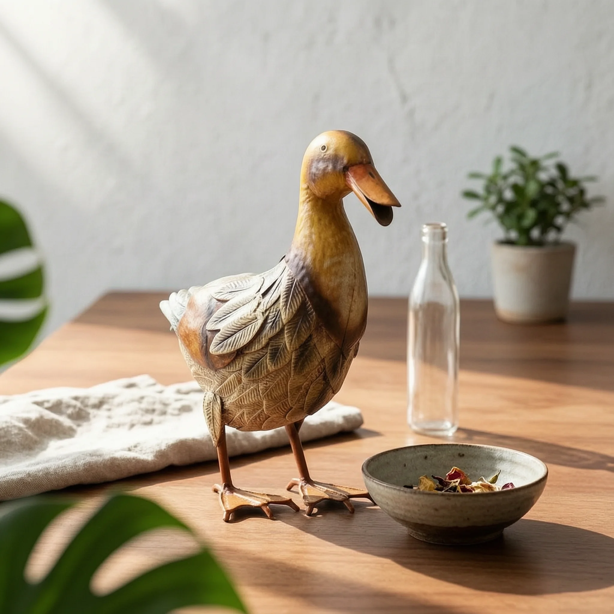 Duck Figurine Textured Duck Statue Tabletop Lifelike for Collectors, Home Decor, Photography