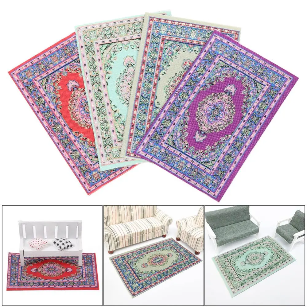 

Масштаб 1:12, новый модный миниатюрный тканый ковер, турецкий стиль, напольные покрытия, ковер для кукольного домика, глаза для коридора