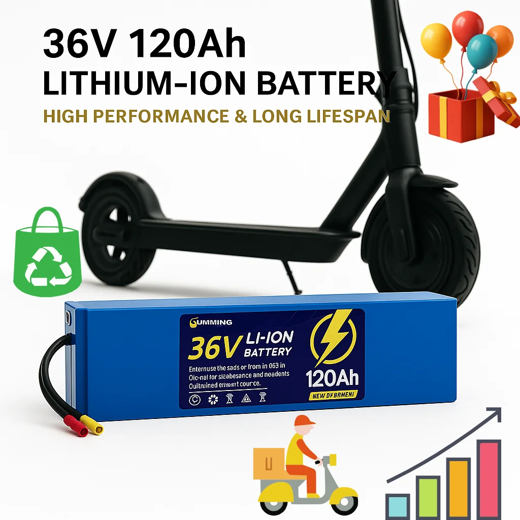 

2025 New 36V 120Ah Lithium-ion Battery for Electric Scooter, 10S3P 18650 High Capacity Rechargeable Pack