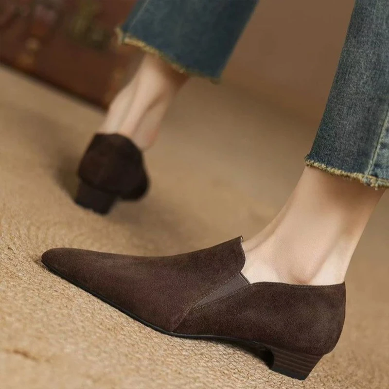 Pointed Toe Women Heeled Shoes Fashion Retro Pumps Designer Dress Shoes Elegant Woman Shoes 2025 Autumn Trend Female Zapatillas