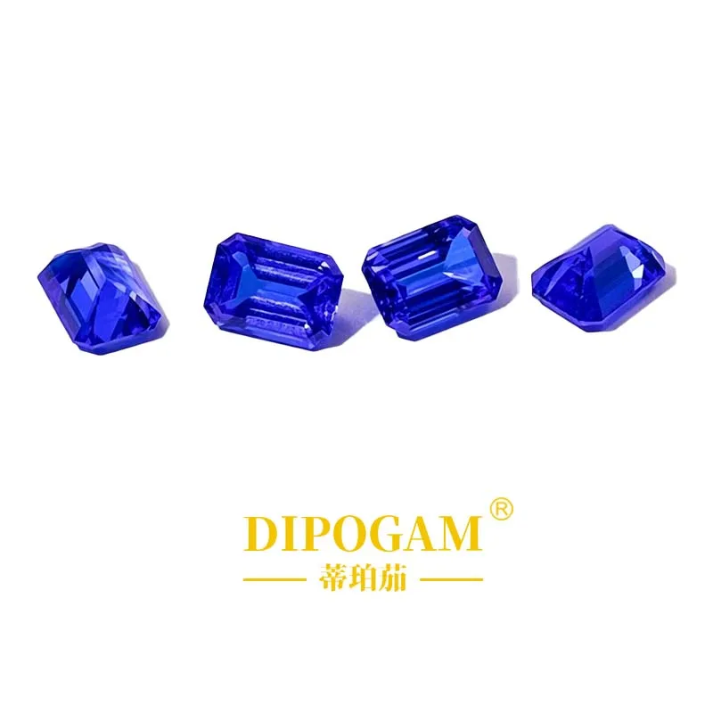 Sky Blue Cultivated Emerald Cut Rectangle Gemstone Direct Sale Jewelry Diamond Accents Naked Stone Wholesale