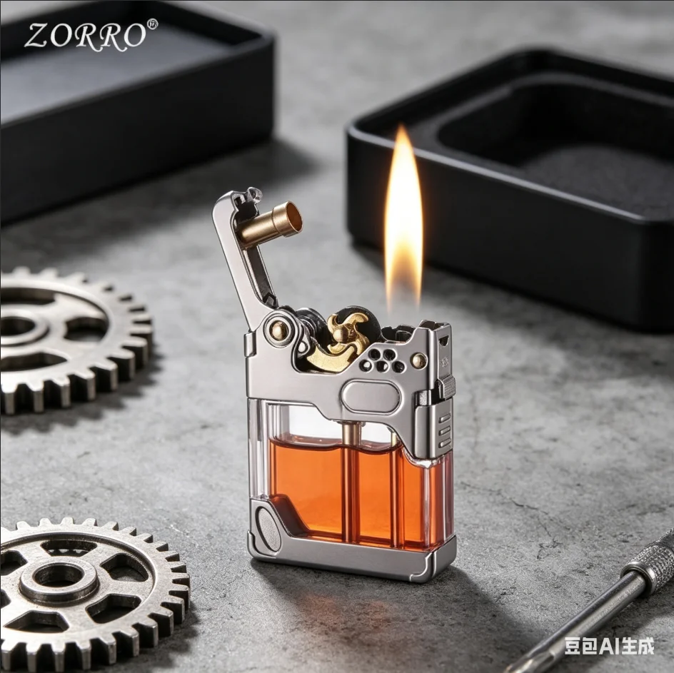 2026  ZORRO Mecha Transparent Fuel Tank Mechanical Ejection Keroseine Lighter Metal High-looking Creative High-end Men's Gifts