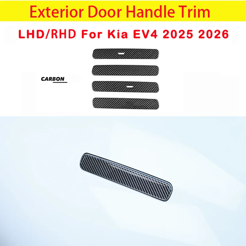 

ABS Material Carbon Fibre Black Style Exterior Door Handle Trim Sticker For Kia EV4 2025-2026 LHD RHD Auto Exterior Accessories
