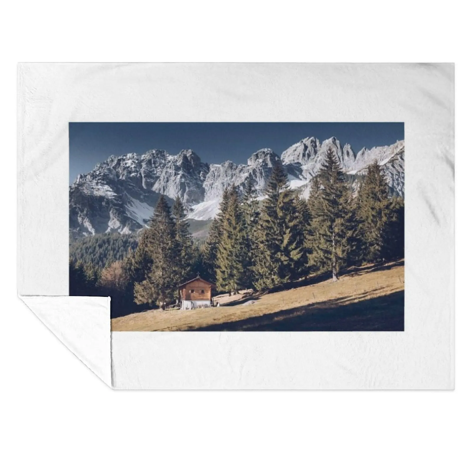 

Kaiser - idyllic mountain landscape with mountain hut on the Wilder Kaiser Throw Blanket Luxury Throw Shaggy sofa bed Blankets