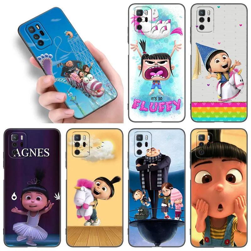 Cute Unicorn Agnes Black Silicone Phone Case For Xiaomi Redmi Note 9 10 11 11S 11T 12 13 Pro 5G Plus 9S 10S 12S