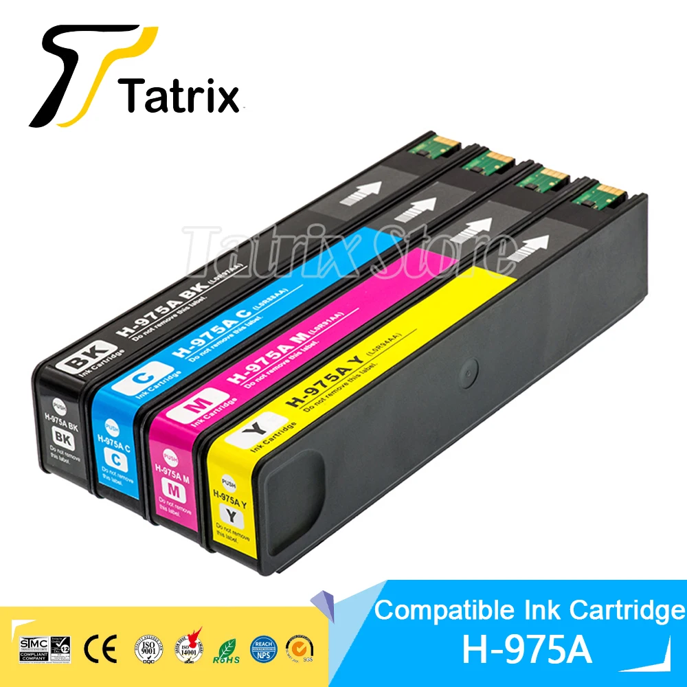 Tatrix 975 975A Premium Color Compatible InkJet Ink Cartridge for HP PageWide 352dw/377dw/dn/452dw/452dn/477dn/477dw/552dw/577z